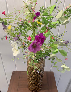 Caramel vase with bronze neck