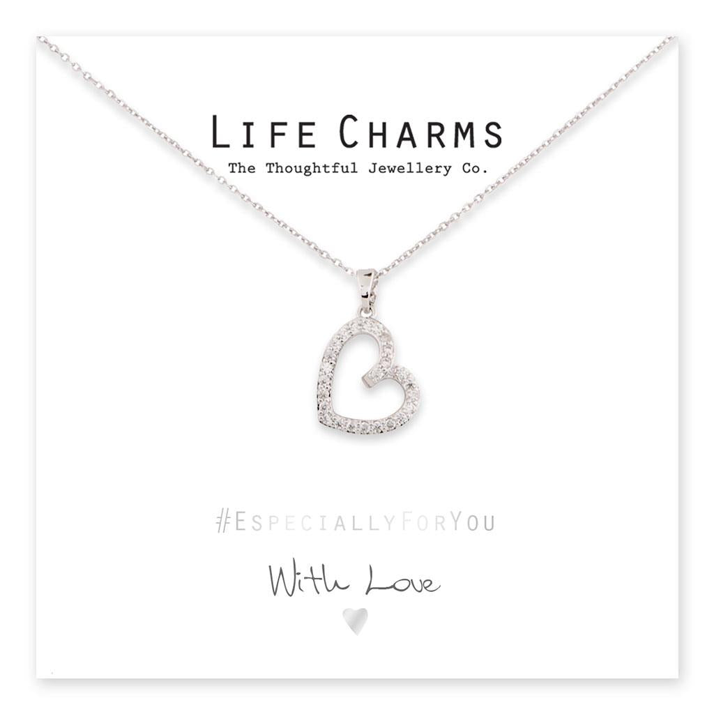 Life Charms EFY Silver Open Heart Necklace