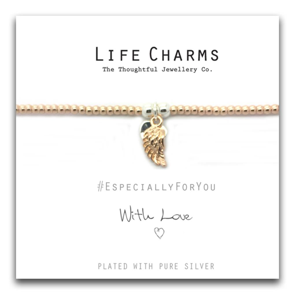 Life Charms EFY Rose Gold Angel Wing Bracelet